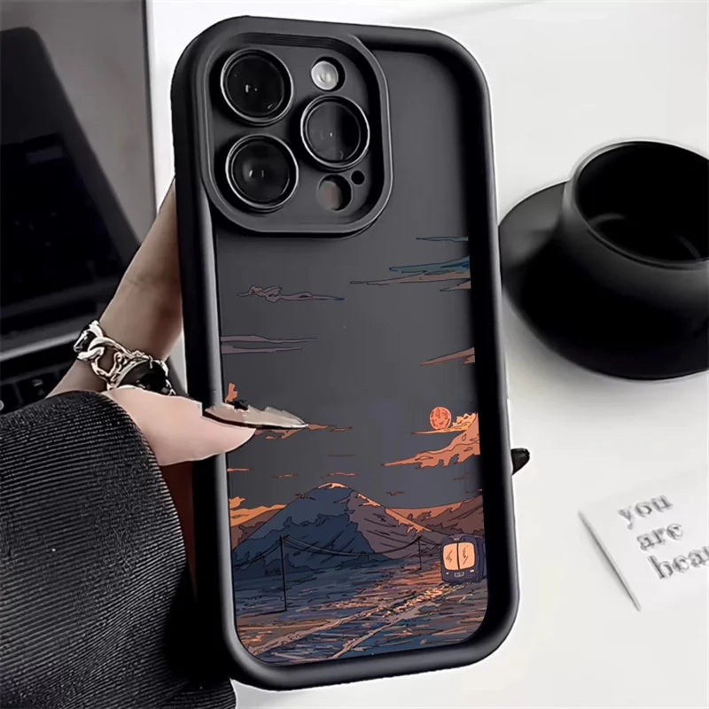 Mountain Cloud Silicon Case for iPhone 17 16 15 14 13 12 11 Pro Max Plus Air