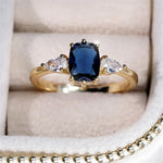 Royal Blue Stone Square Wedding Bands Gold Color Metal Minimalist Female White Zircon Promise Engagement Rings For Women Jewelry