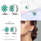925 Sterling Silver Animal Plant Green Zircon Circle Hoop Earrings Jewellery