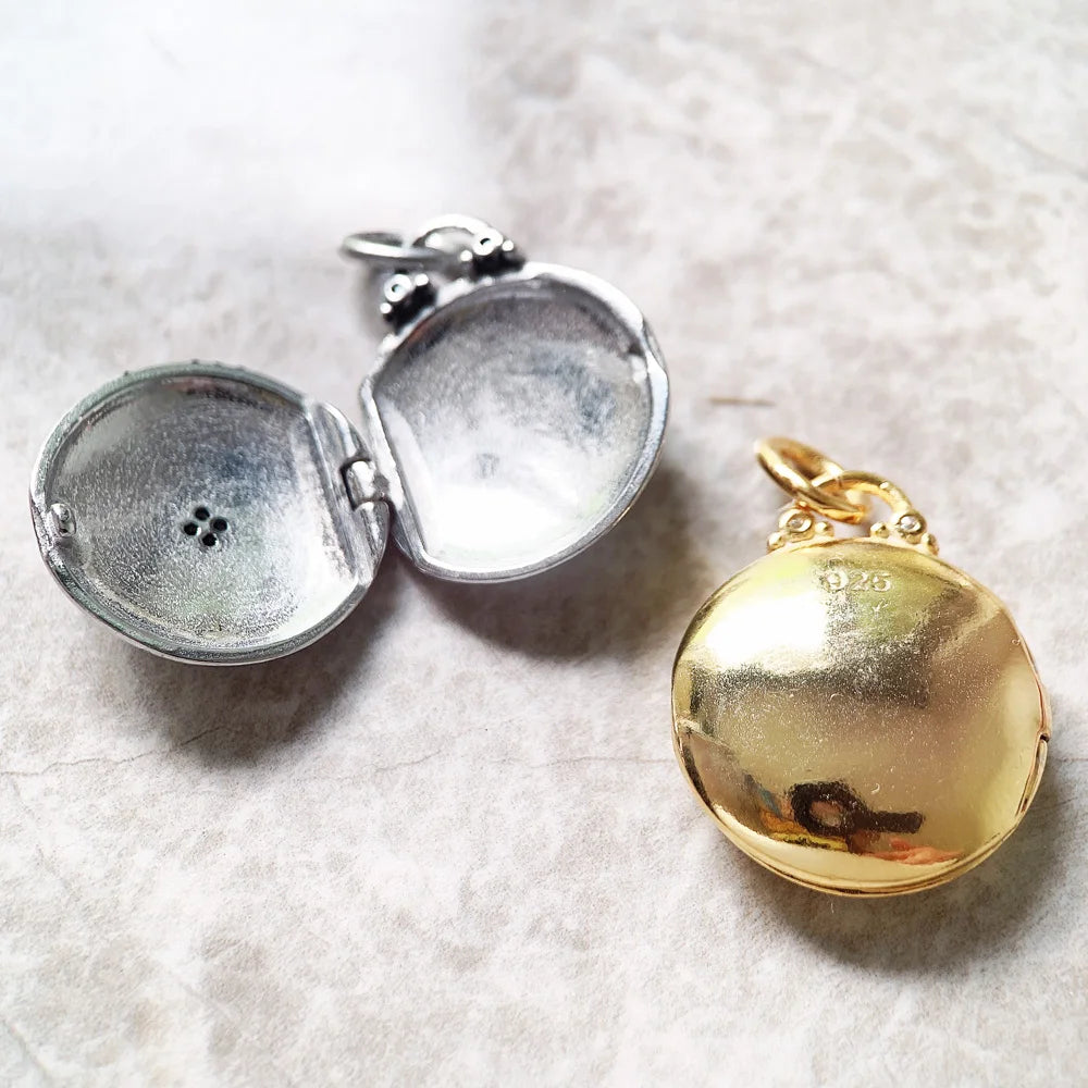 Round Medallion Star Locket Necklace 925 Sterling Silver Romantic Jewellery