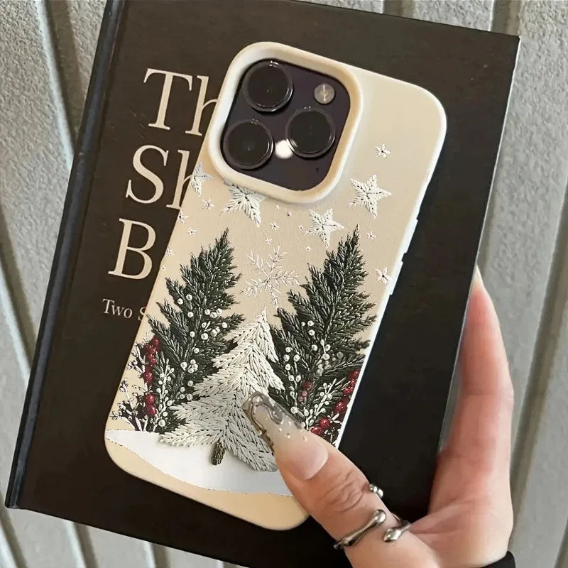 Christmas Tree Lychee Case for iPhone 17 16 15 14 13 12 Pro Max