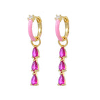 Stainless Steel Zircon Geometry Dangle Earring 18K Gold Plated Huggie