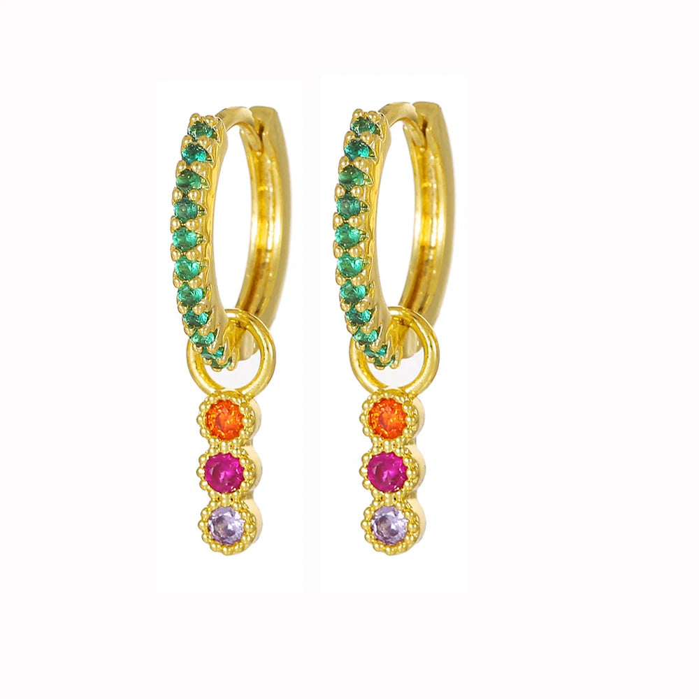 Cubic Zirconia Water Drop Hoop Earring Stainless Steel Geometry