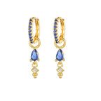 Classic Dark Blue Zircon Triangle Square Piercing Earrings Steel