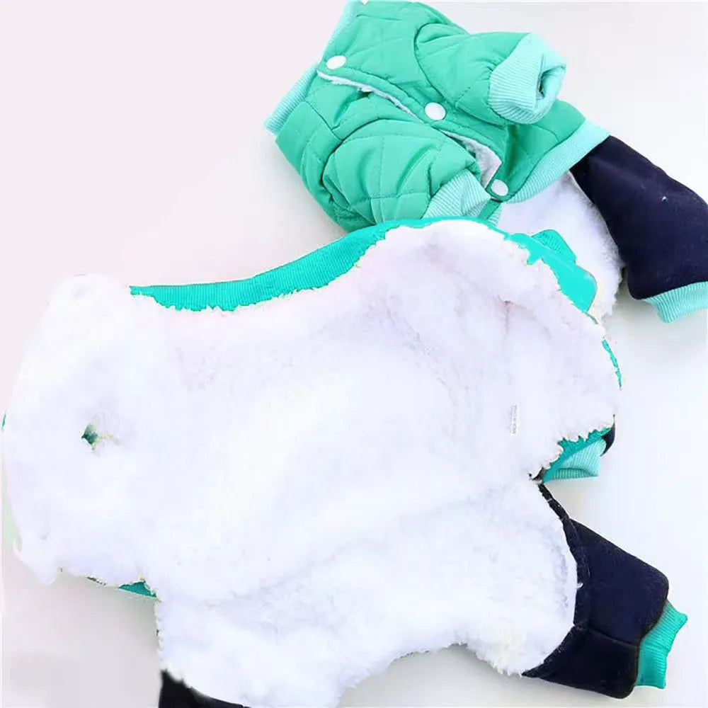 Dog Baseball Jacket Winter Warm Coat Puppy Windproof Thick Fleece Lining