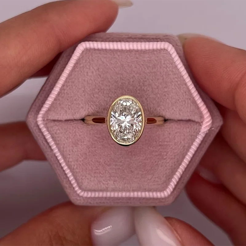 Cocktail 1-3ct Oval Cut Moissanite Ring 925 Sterling Silver Engagement Solitaire Rings for Women Gold Plated Anniversary Gifts