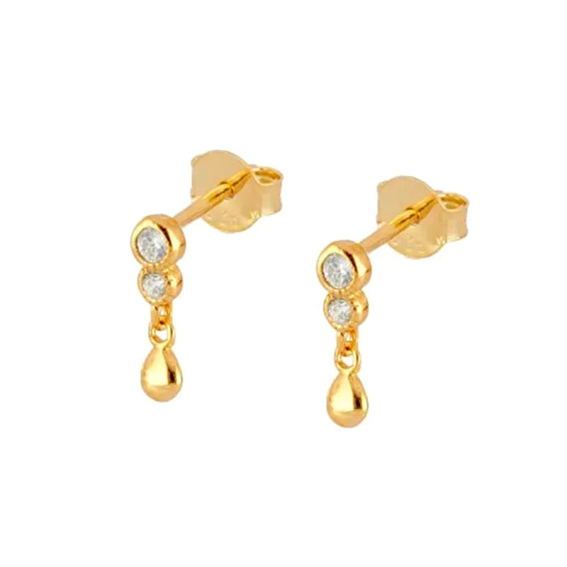 Vintage Stainless Steel Crystal Star Chain Hoop Earrings Trendy Punk