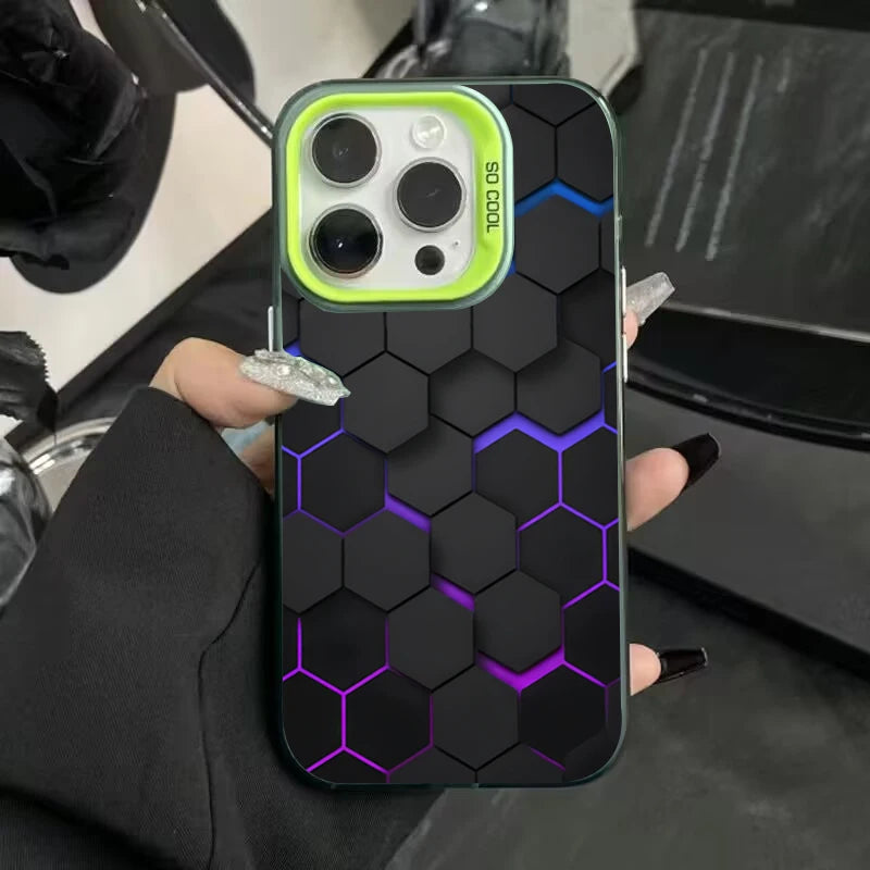 Fashion Honeycomb Building Block IMD Case for iPhone 16 15 14 13 Pro