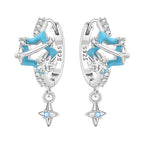 925 Sterling Silver Sparkling Blue Snowflake Drop Earrings Trendy Jewellery