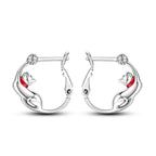 925 Sterling Silver Cute Lazy Cat Animal Pet Hoop Earrings Birthday Gift