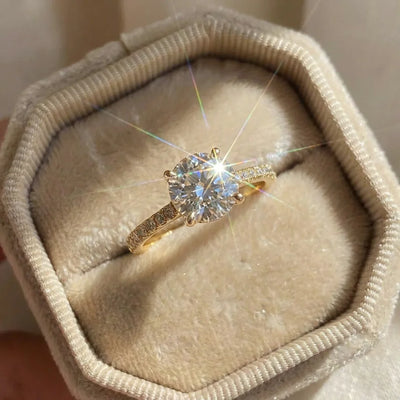 925 Sterling Silver Gorgeous Shiny Zircon Round Ring Anniversary Marry Luxury Fine Jewellery Gift