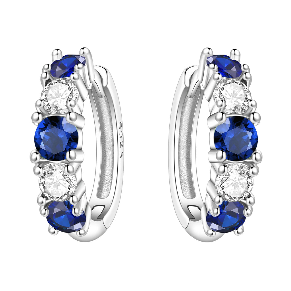 925 Sterling Silver Blue White Cross Versatile Hoop Earrings Birthday Gift