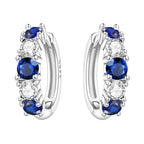 925 Sterling Silver Sparkling Blue Yellow Zircon Hoop Earrings Jewellery Gift