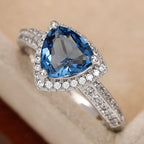 925 Sterling Silver Luxury Dark Blue Zircon Triangle Rings for Women Fashion Classic Engagement Wedding Jewelry Anniversary Gift