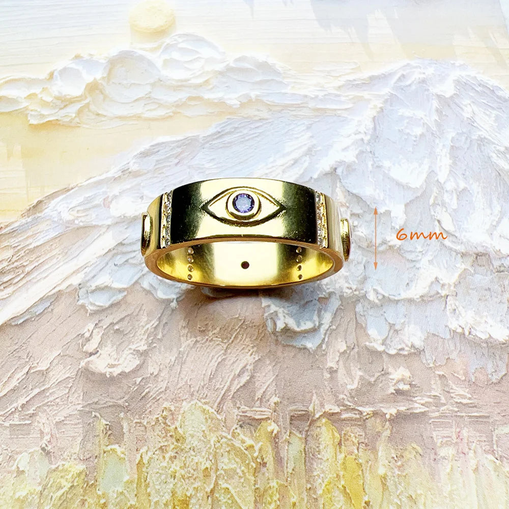 Gold Ring Cosmic Motifs 925 Sterling Silver Vintage Talisman Lucky Gift