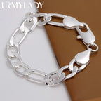 6/8/10/12mm Men Women Link Chain Bracelet 925 Sterling Silver Noble Jewellery