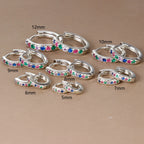 2PCS Minimal Crystal Zirconia Stainless Steel Hoop Earrings Huggie
