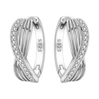 925 Sterling Silver Square Chain Stone Inlaid Hoop Earrings Trendy Jewellery