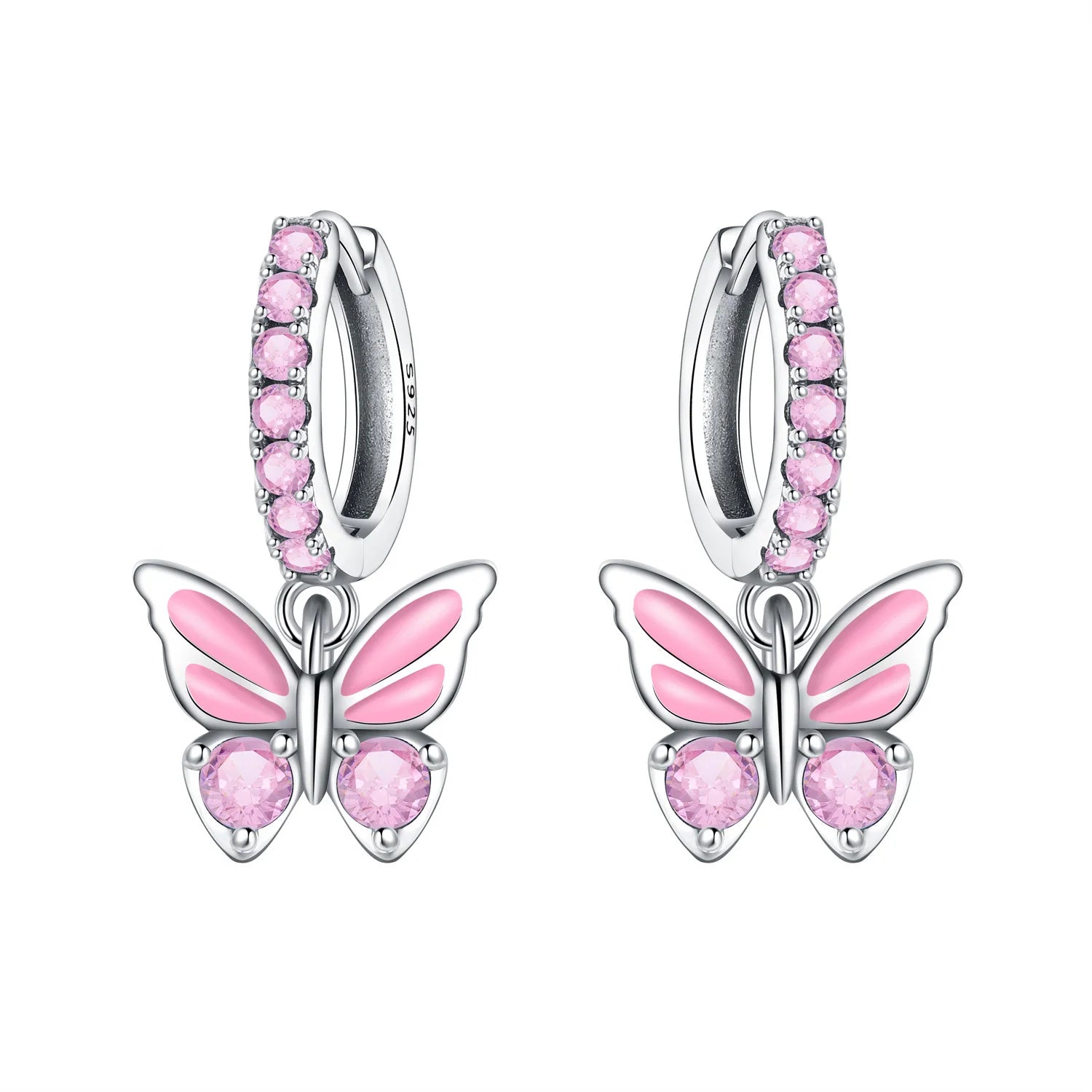 925 Sterling Silver Butterfly Fluttering Insect Drop Earrings Jewellery Gift