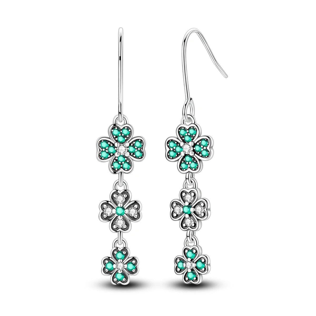 925 Sterling Silver Tassel Zircon Ear Studs Sparkling Hoop Earrings Gift