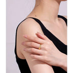 925 Sterling Silver Gold Colour Fashion Ring Classic Simple Couple's Wedding Engagement Gift