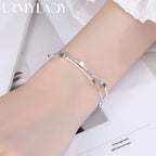 Classic Square Chain Bracelet 925 Sterling Silver Women Wedding Jewellery
