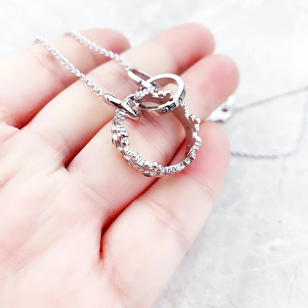 Queen Crown Link Chain Necklace 925 Sterling Silver Romantic Jewellery Gift