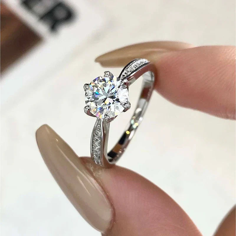 DW Luxury 0.5-2CT Moissanite Diamond Rings for Women Engagement Real 925 Sterling Silver Original Wedding Gemstone Fine Jewelry