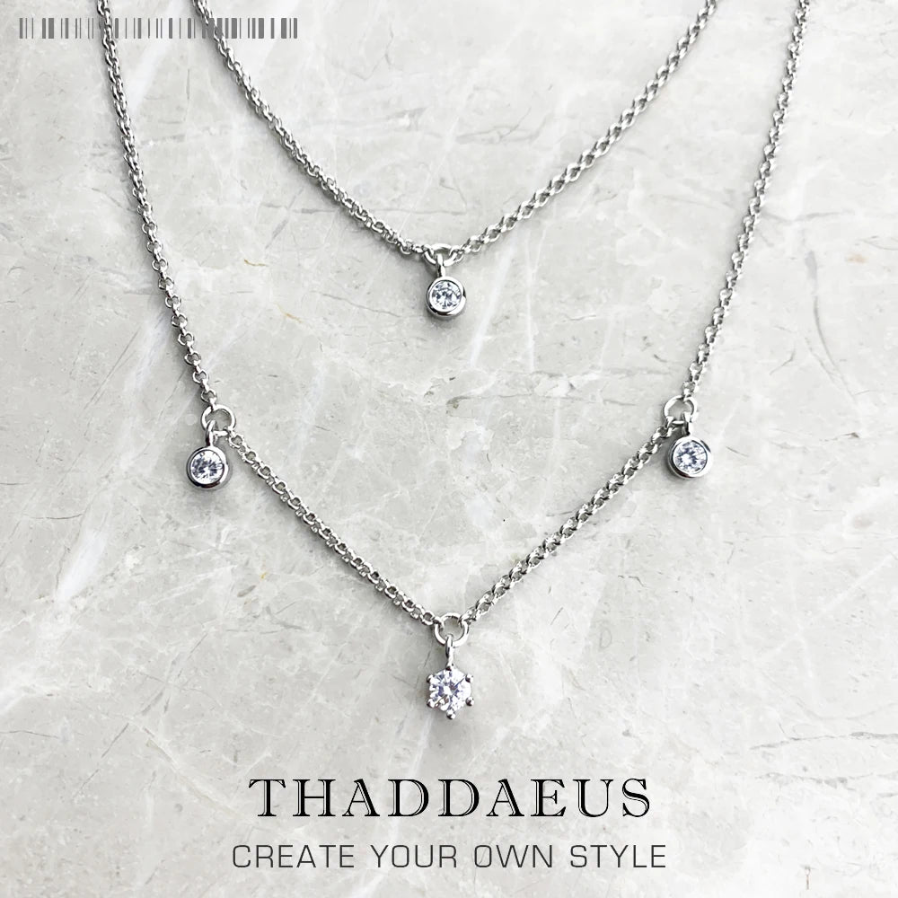 Double Chain Necklace Minimalist 925 Sterling Silver Bohemia Jewellery Gift