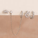 New Gold Lucky Crown Tassel Chain Stainless Steel Hoop Earrings