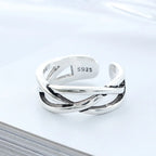 925 Sterling Silver Overlapping Adjustable Open Ring Engagement Jewellery Wholesale Accessory