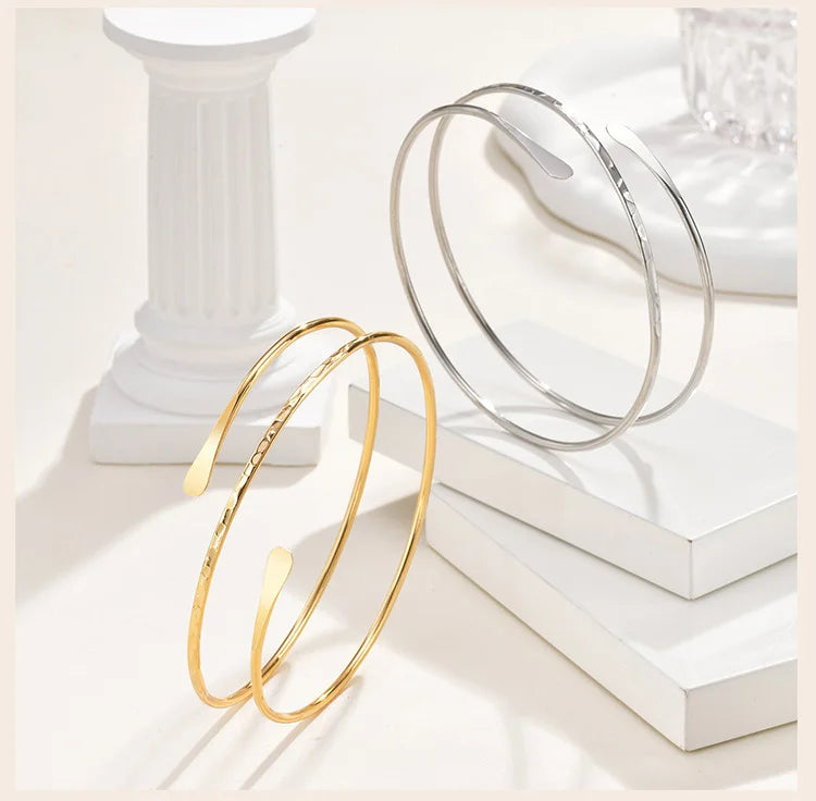 Upper Arm Cuff Bracelet for Women, Minimalist Gold Plated Armband Statement Party Armlets Jewelry
