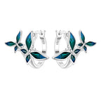 925 Sterling Silver Green Bell Orchid Ear Studs Hoop Earrings Trendy Gift