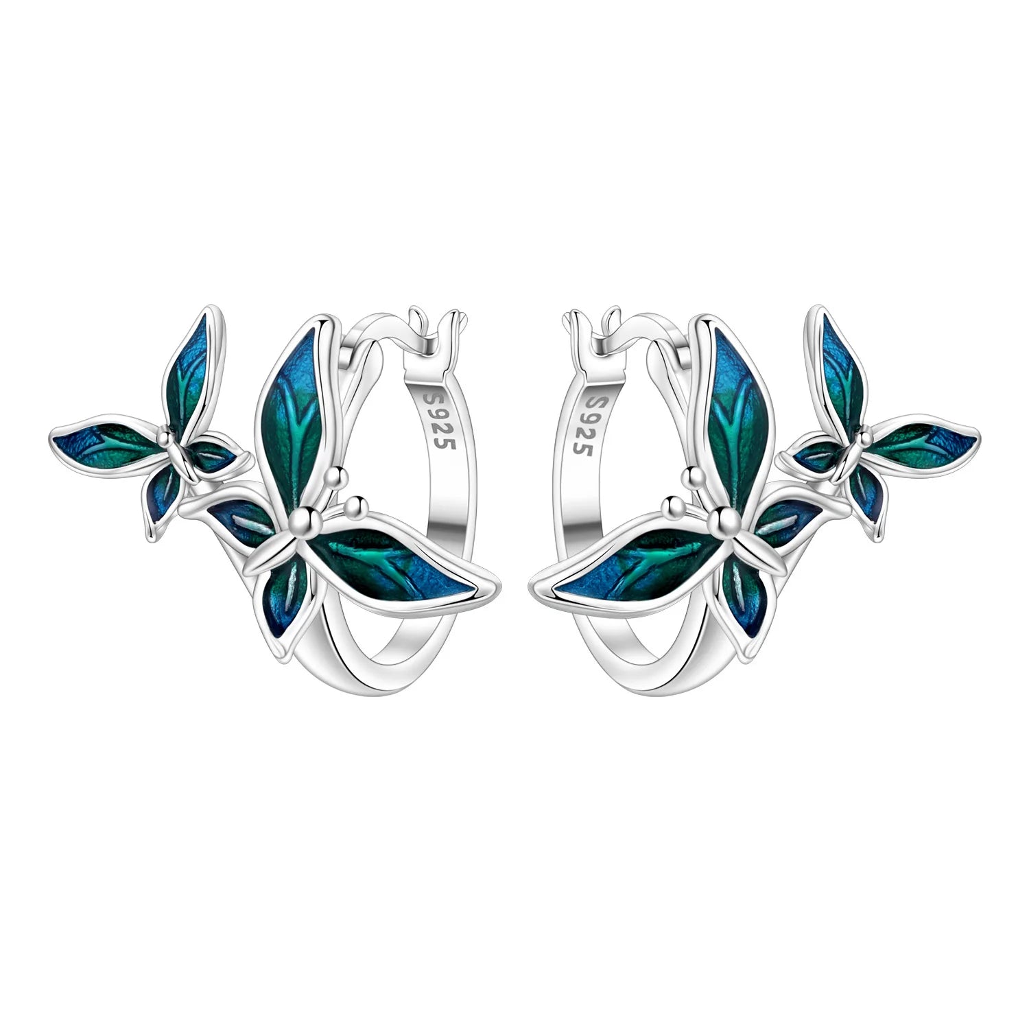 925 Sterling Silver Blue Zircon Starry Sky Hoop Earrings Trendy Jewellery
