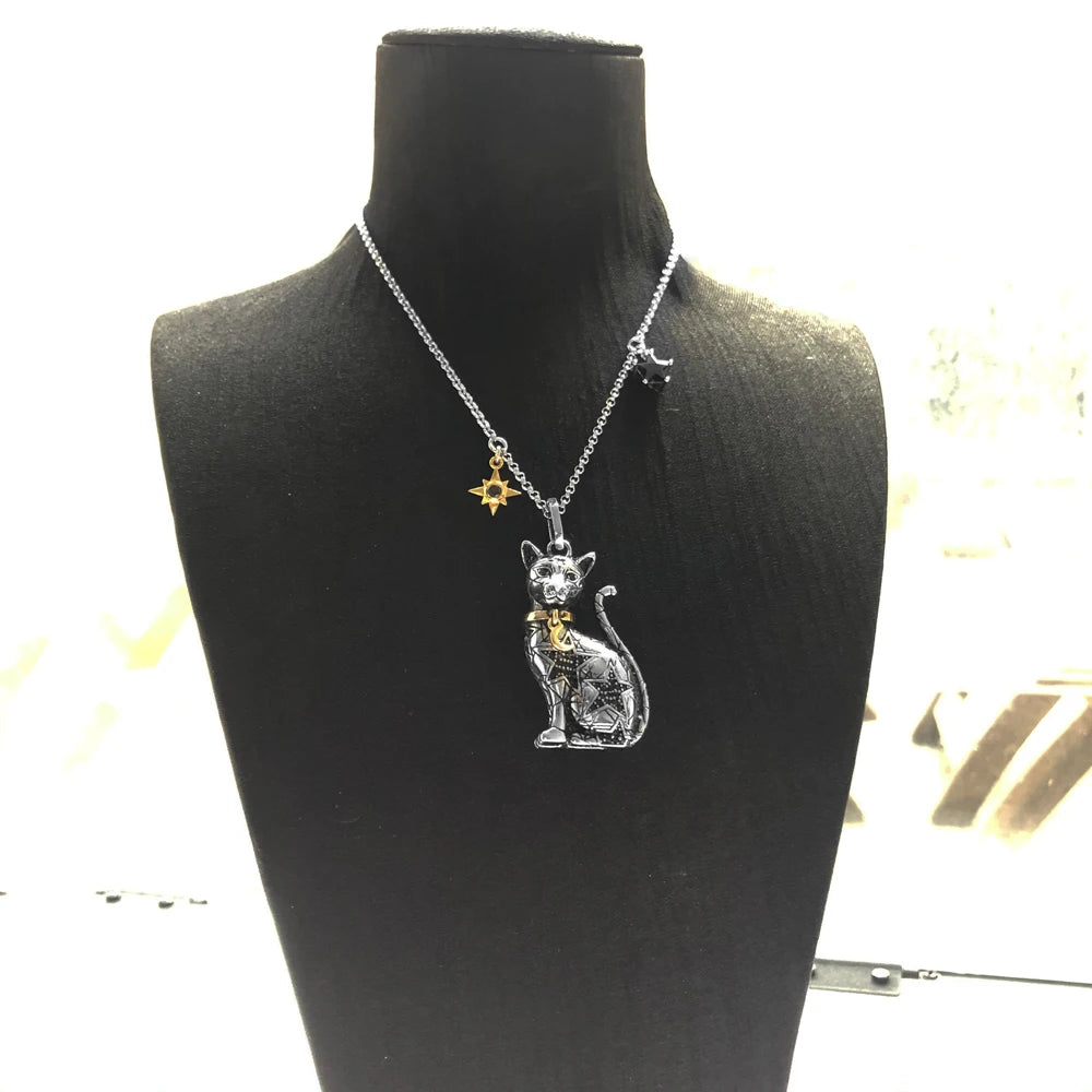Star Cat Chain Necklace 925 Sterling Silver Fashion Cute Jewellery Gift