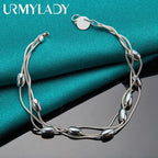 Fashion Bead Chain Bracelet 925 Sterling Silver Women Lady Wedding Jewellery