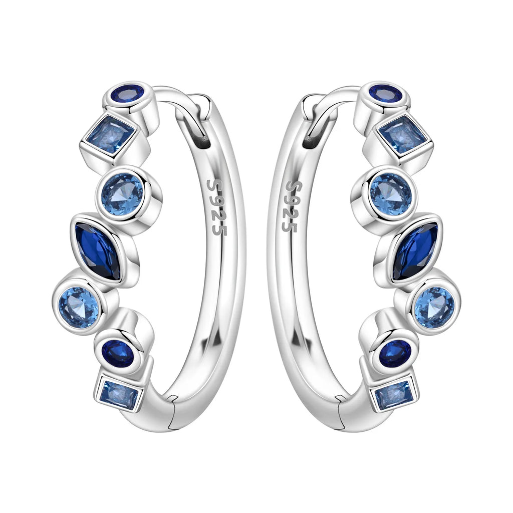 925 Sterling Silver Rainbow Gradient Versatile Hoop Earrings Fine Birthday Gift