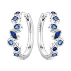 925 Sterling Silver Rainbow Gradient Versatile Hoop Earrings Fine Birthday Gift