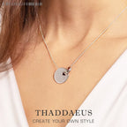 Together Forever Round Disc Necklace & Earring Set 925 Sterling Silver Gift