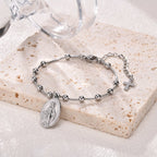 18k Gold Plated Virgin Mary Bracelet Gold Plated, Rosary Bead Cross Bracelets For Women, Stainless Steel Faith Jewelry