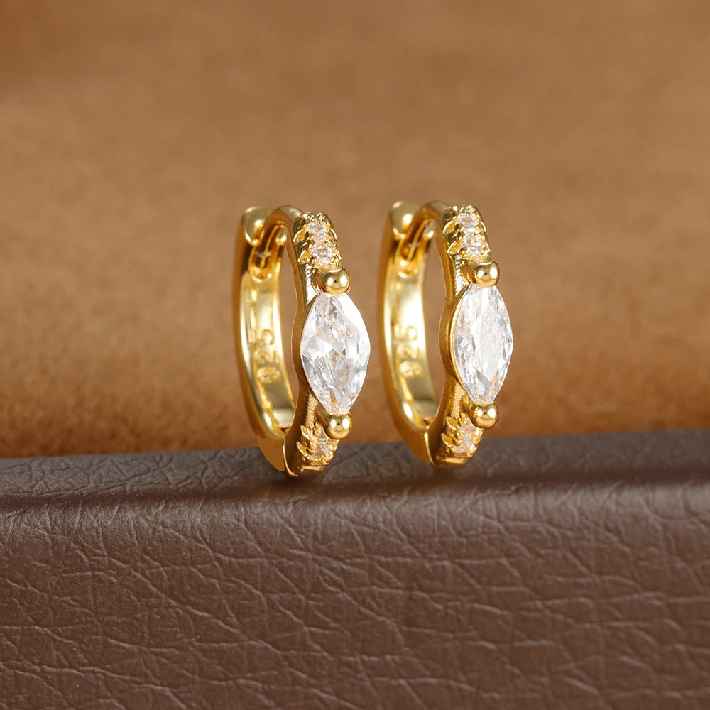 Circle Round Hoop Earrings Women Colorful Zircon Stainless Steel