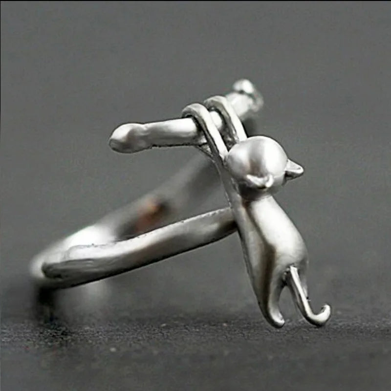 925 Sterling Silver Cat Branch Adjustable Ring Wedding High Quality Jewellery Accessory