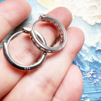 White Zircon Hinged Hoop Earrings Creole 925 Sterling Silver Glam