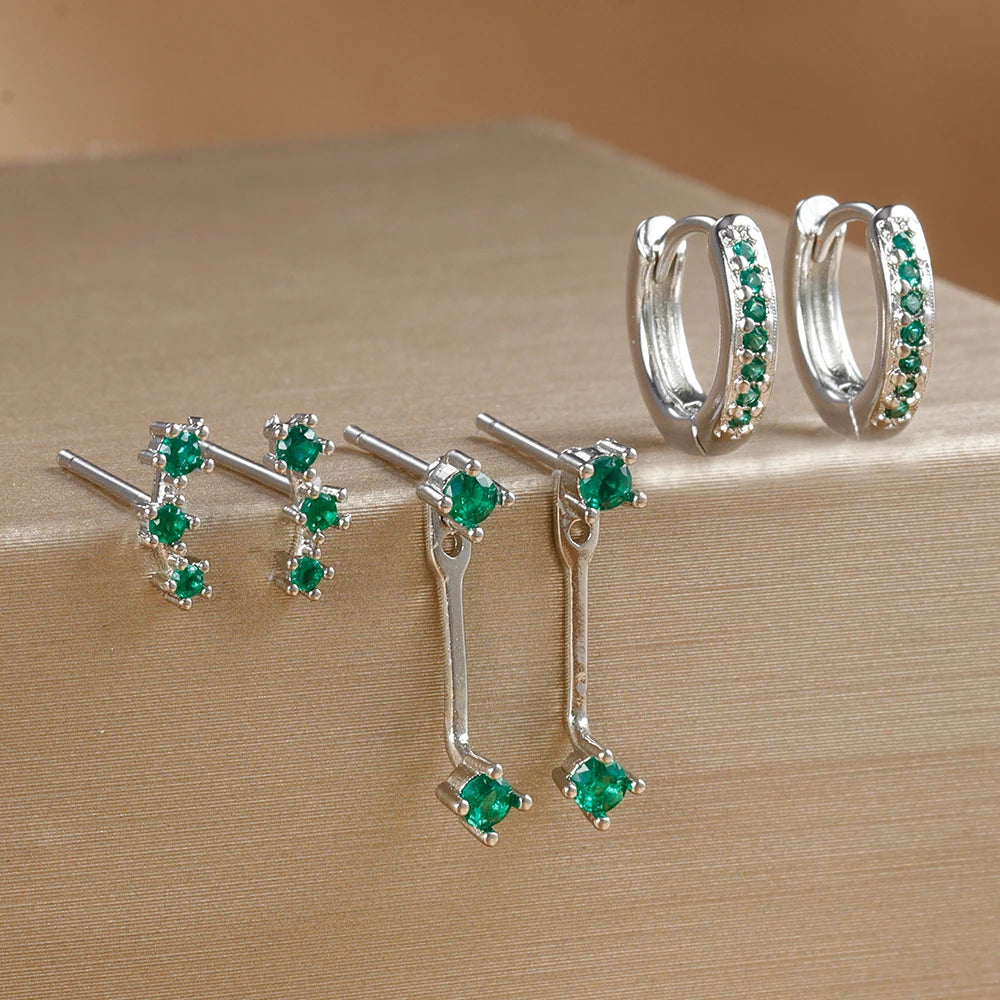 3 Pairs S925 Needle Minimalist Earrings Set Hoop Ear Climber Stack