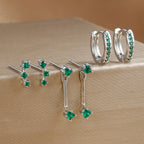 3 Pairs S925 Needle Minimalist Earrings Set Hoop Ear Climber Stack