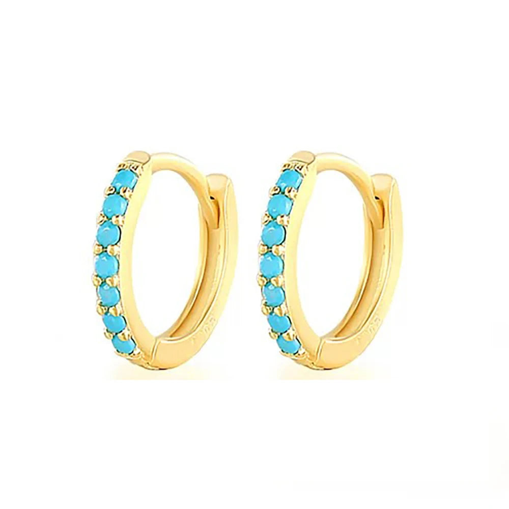 2PCS Stainless Steel Minimal Hoop Earrings Zirconia Small Huggie Thin