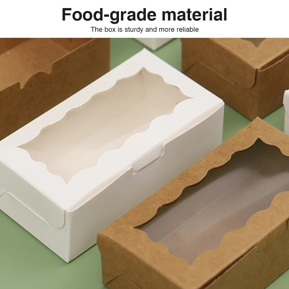 30 Pieces Kraft Bakery Box with Clear Window Cookie Box Bakery Candy Box for Pastry Biscuit Macaron Pie Candy Donuts