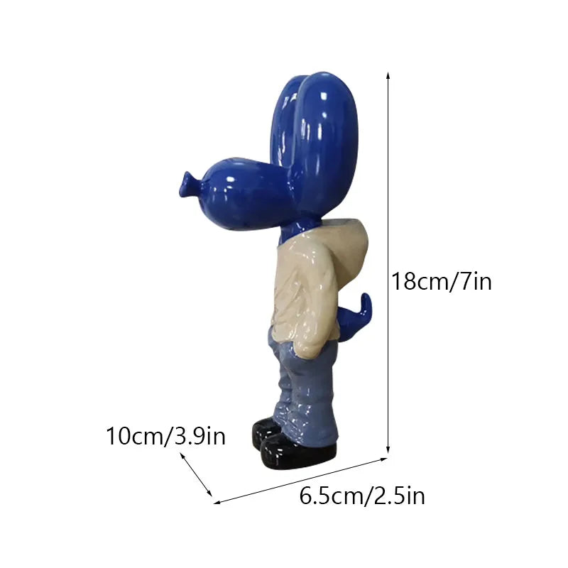 18cm Resin Balloon Dog Statue Cute Modern Art Collectible Figurine for Home Office Decor
