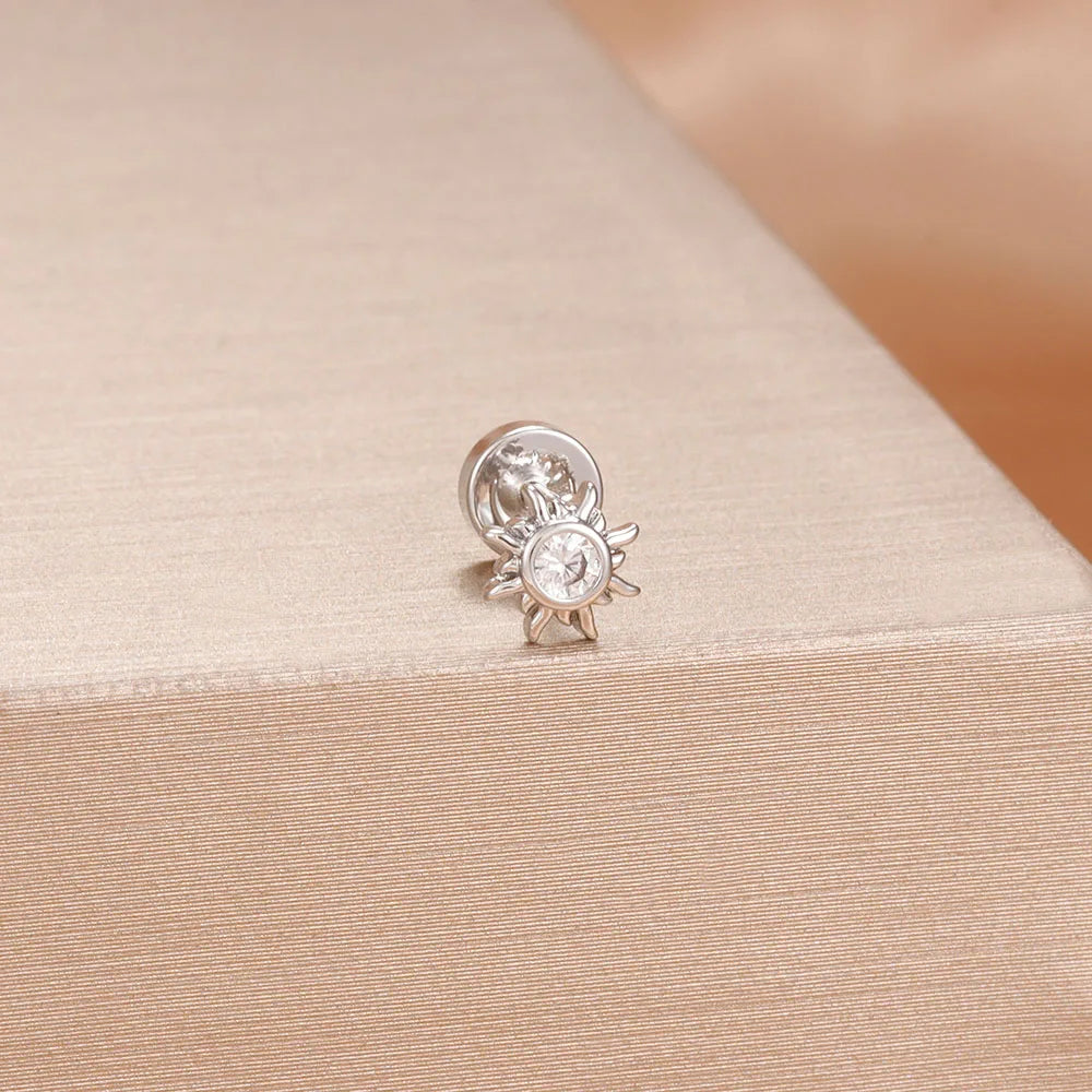 1PC Stainless Steel Star Moon Cartilage Piercing 18K Gold Plated