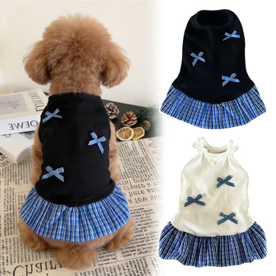 Dog Skirt for Small Dogs, Chic Puppy Dress with Simple Bow, Cute Cat Vest Dress Fashion Pet Clothes for Spring